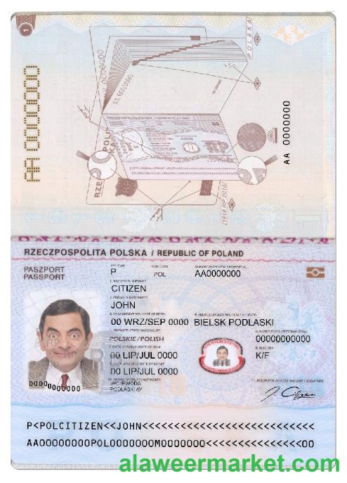 Poland passport template in PSD format, fully editable, 2018 - present